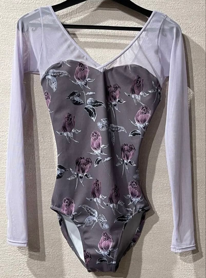 stina 長袖レオタード　Pサイズ stina / type N back ribbon / Sparkle flower mint / kids / girl