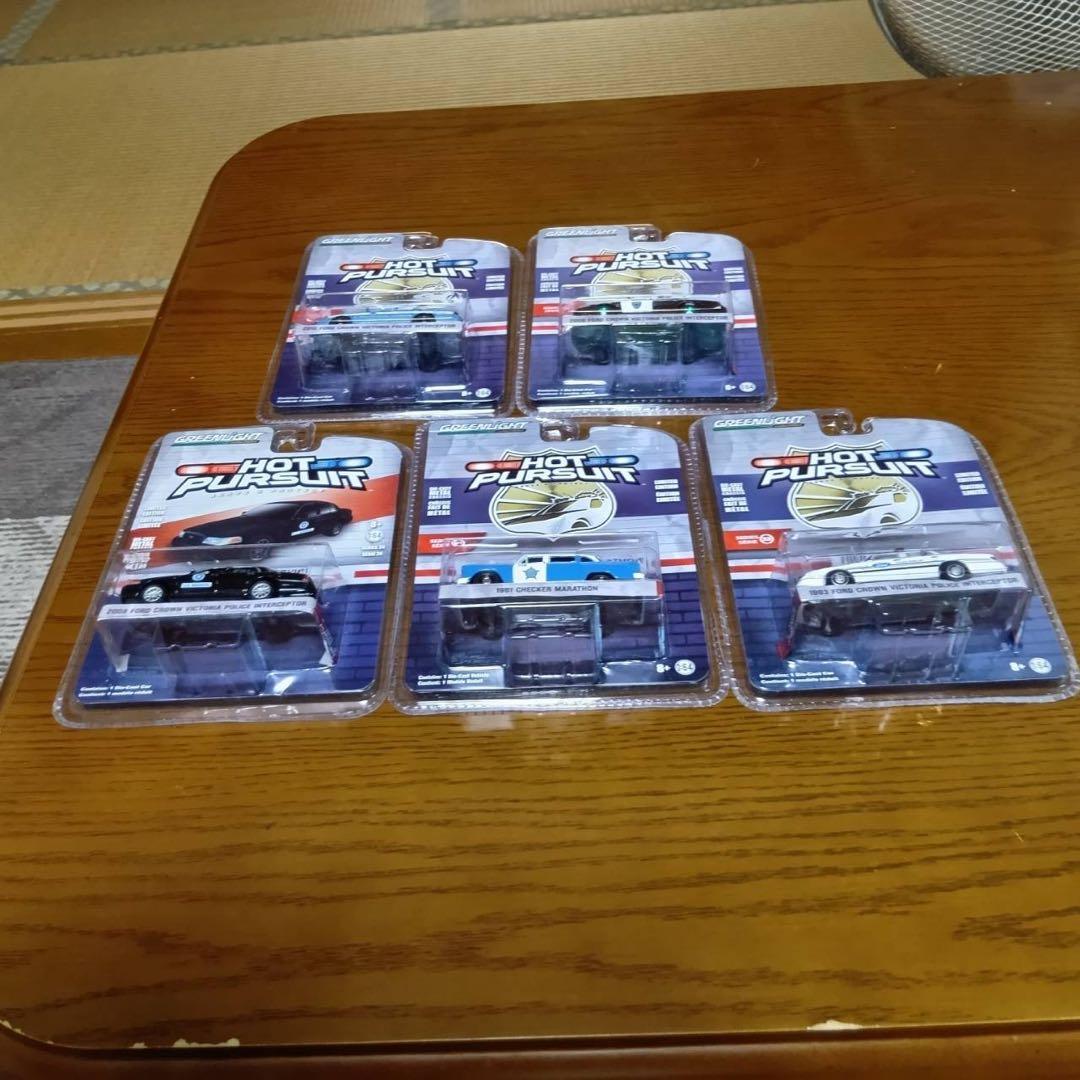 【5台セット】グリーンライト　ホットパシュート パトロールカー　1/64