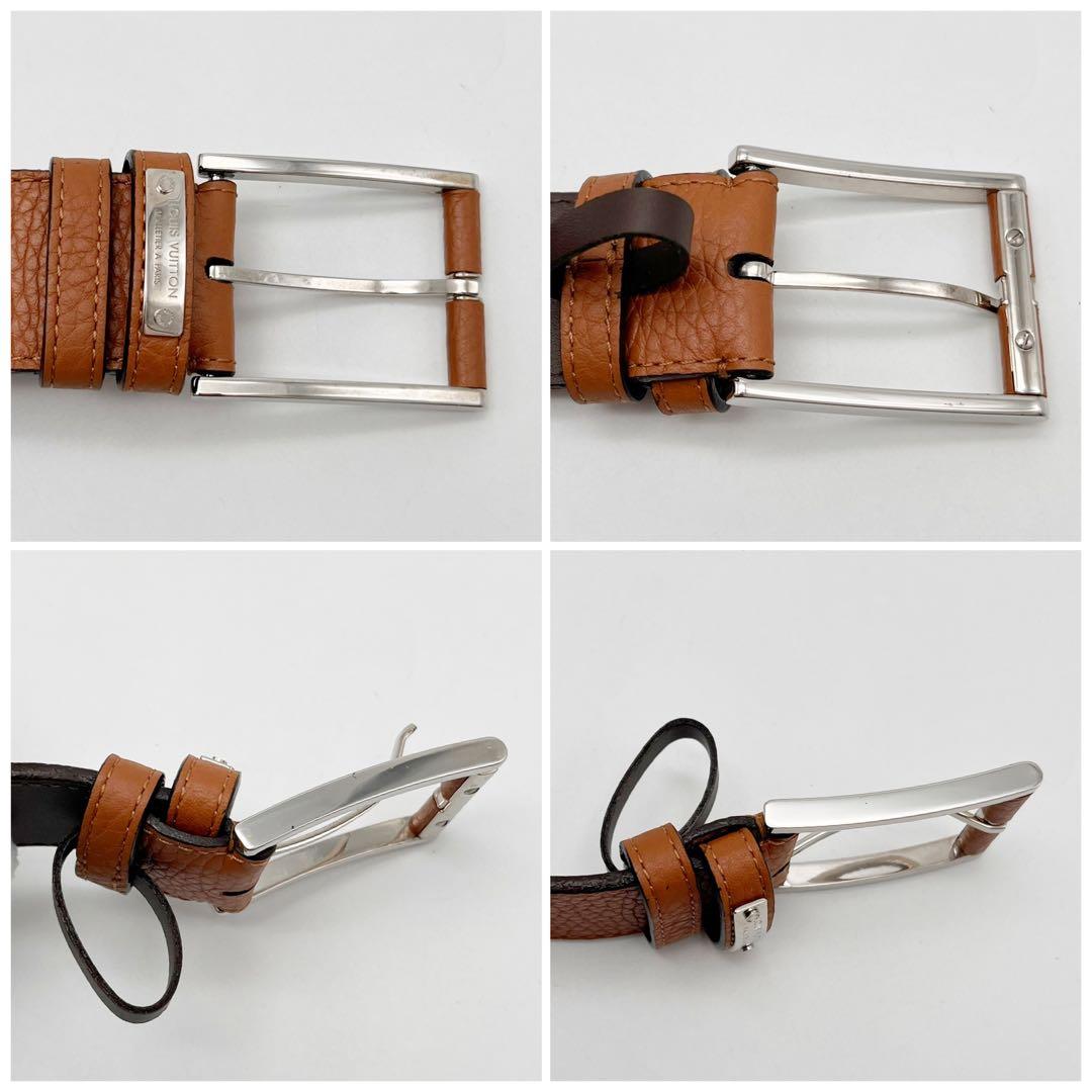 ルイヴィトン サンチュール ポンヌフ ベルト シルバー金具 95/38 茶色