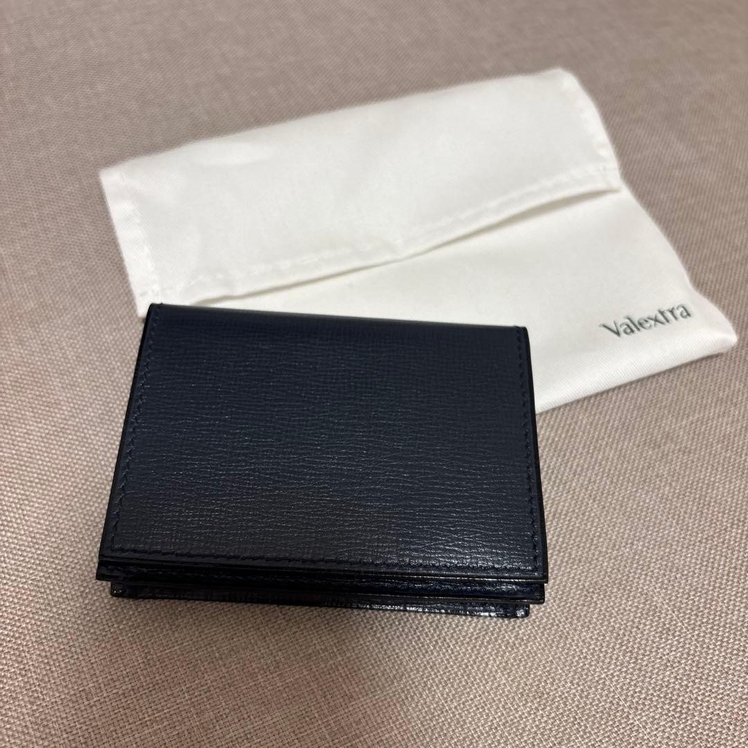 Valextra ネイビー／ナイトブルー　レザー 名刺入れ