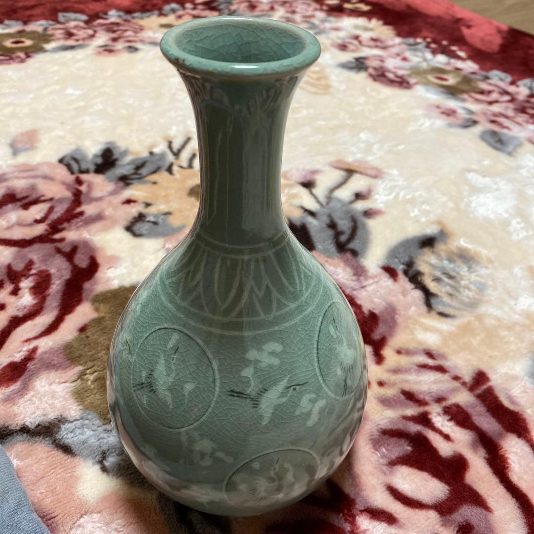 高麗青磁 芸林民族陶芸研究院 芸林 壺 鶴絵 鶴柄 花器 - メルカリ