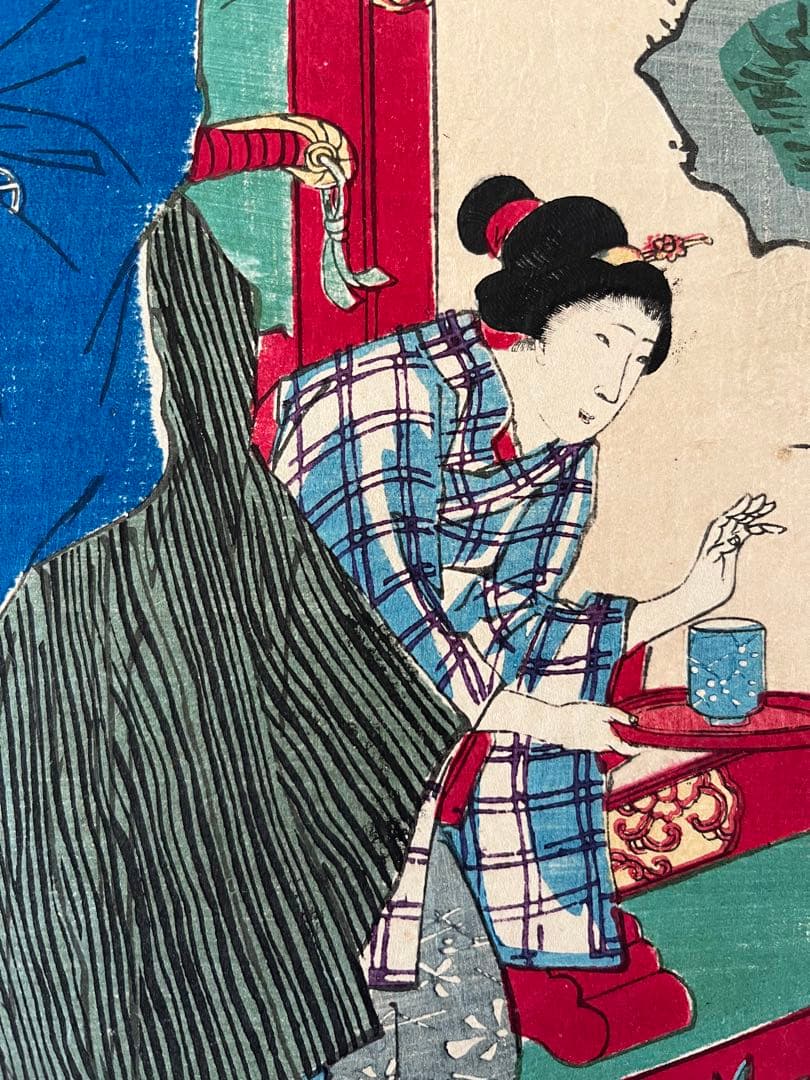 浮世絵 揚洲周延 原画 西郷隆盛愛妾別惜図 西南戦争 日本画 木版画