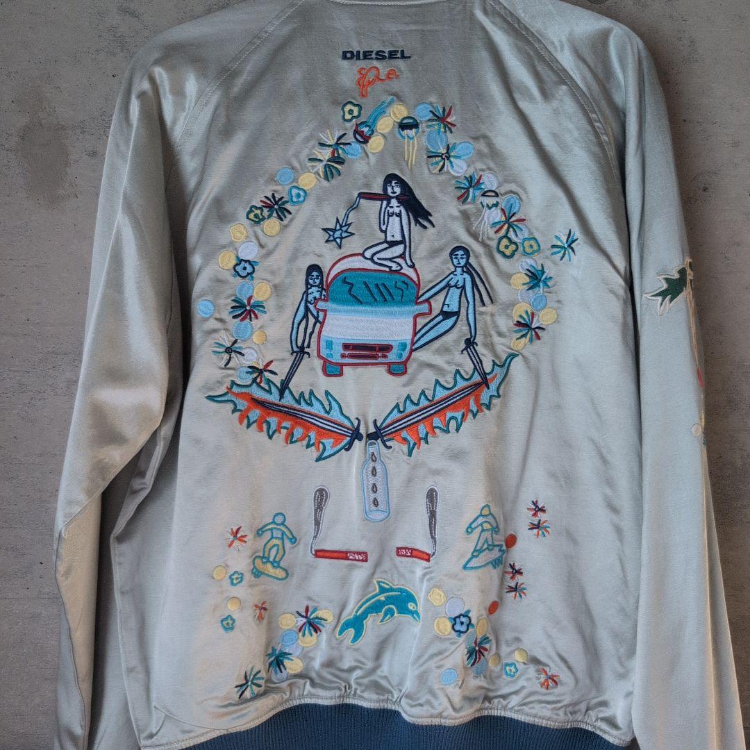 未使用 DIESEL スカジャン 蛇刺繍 シルバー