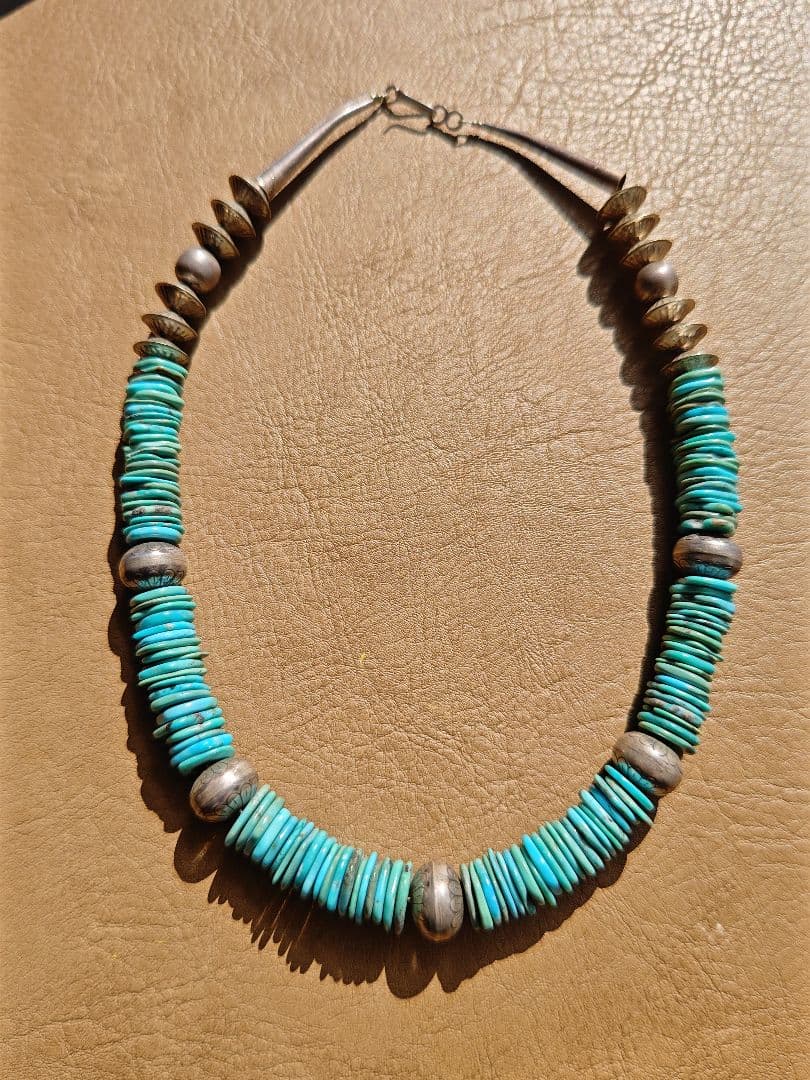 インディアンジュエリー◎ターコイズネックレス◎ナバホパール◎sterling