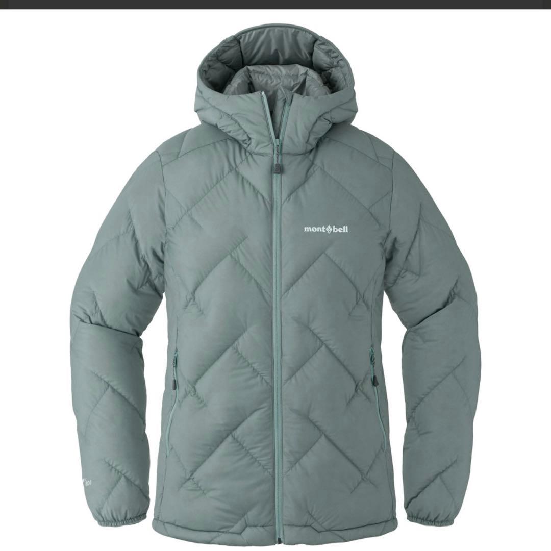 mont-bell フード付きダウンジャケット グレー
