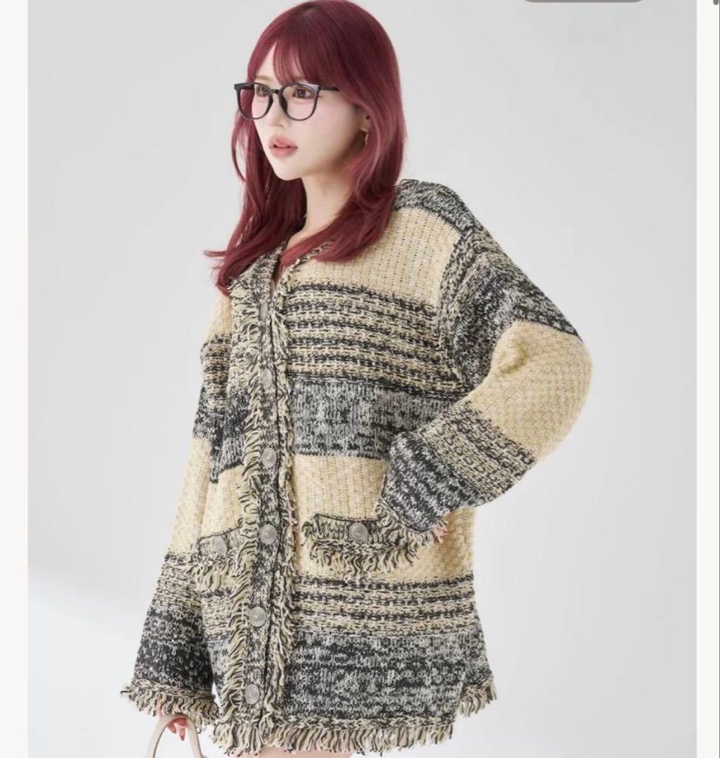 【1/24限定値下げ中】darich ツイードボーダーニットカーディガン