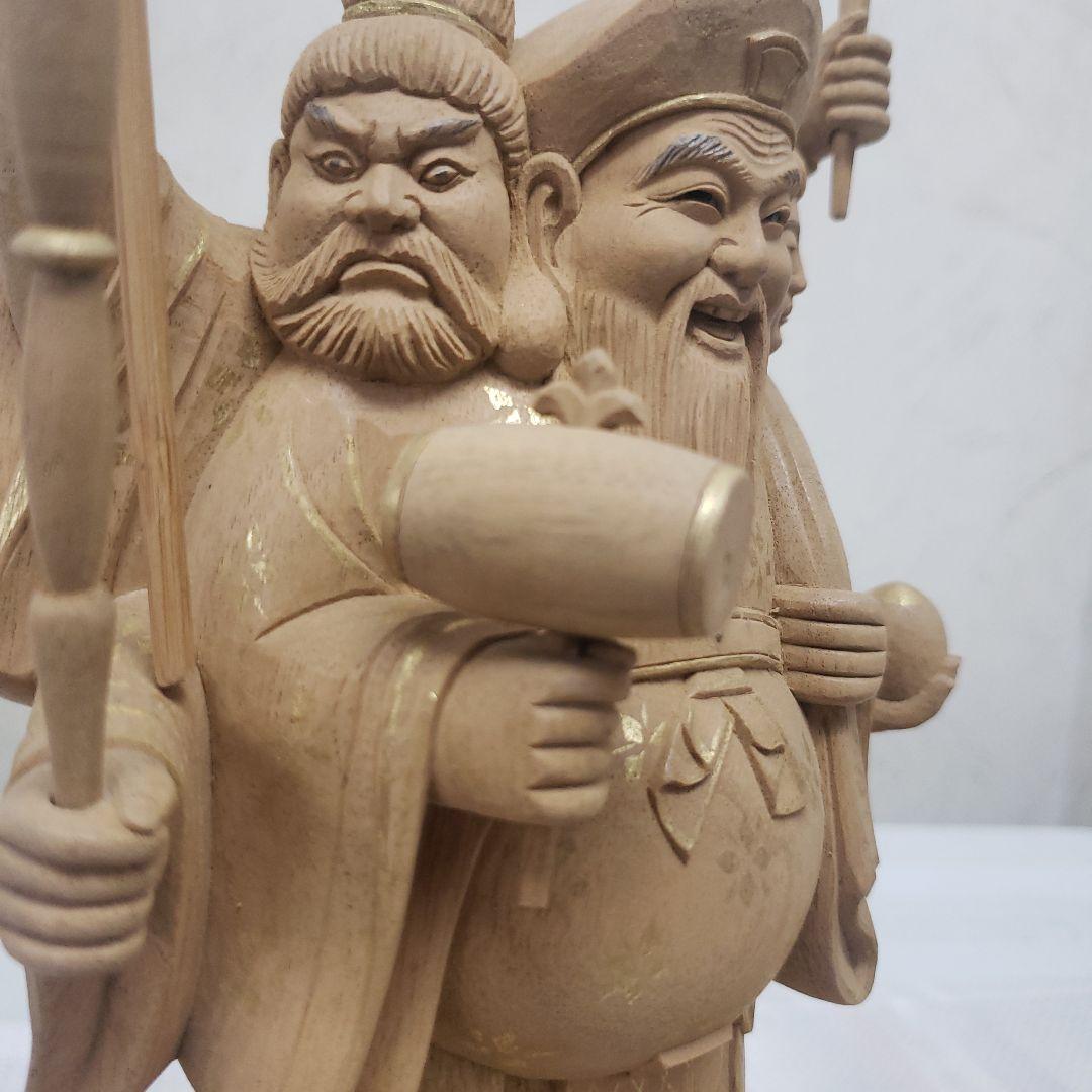 Bフライデー蔵出し特価仏像特上彫り香木 三面大黒天5寸立 眼入五穀