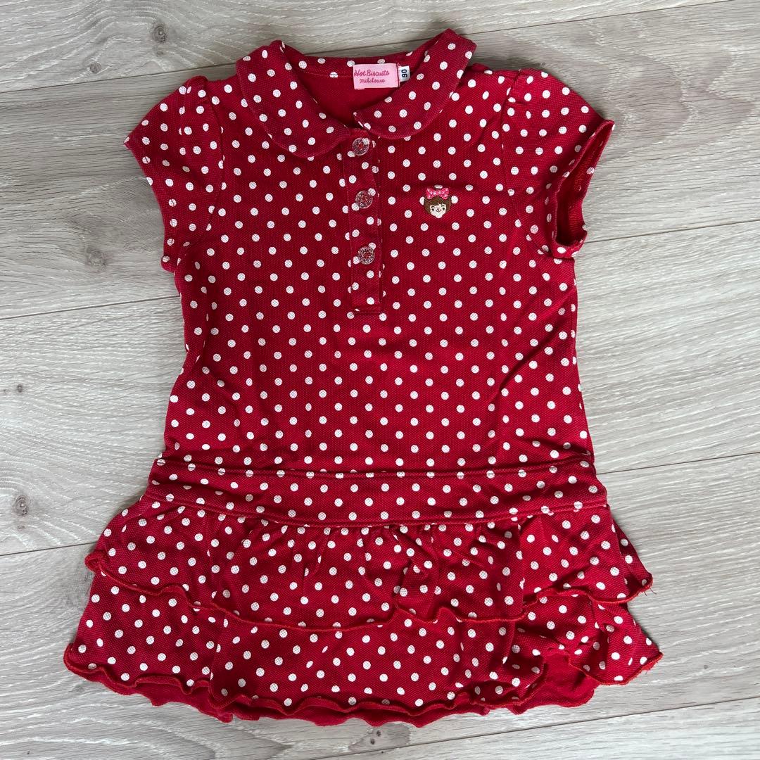 MIKI HOUSE 水玉模様 ワンピース 90