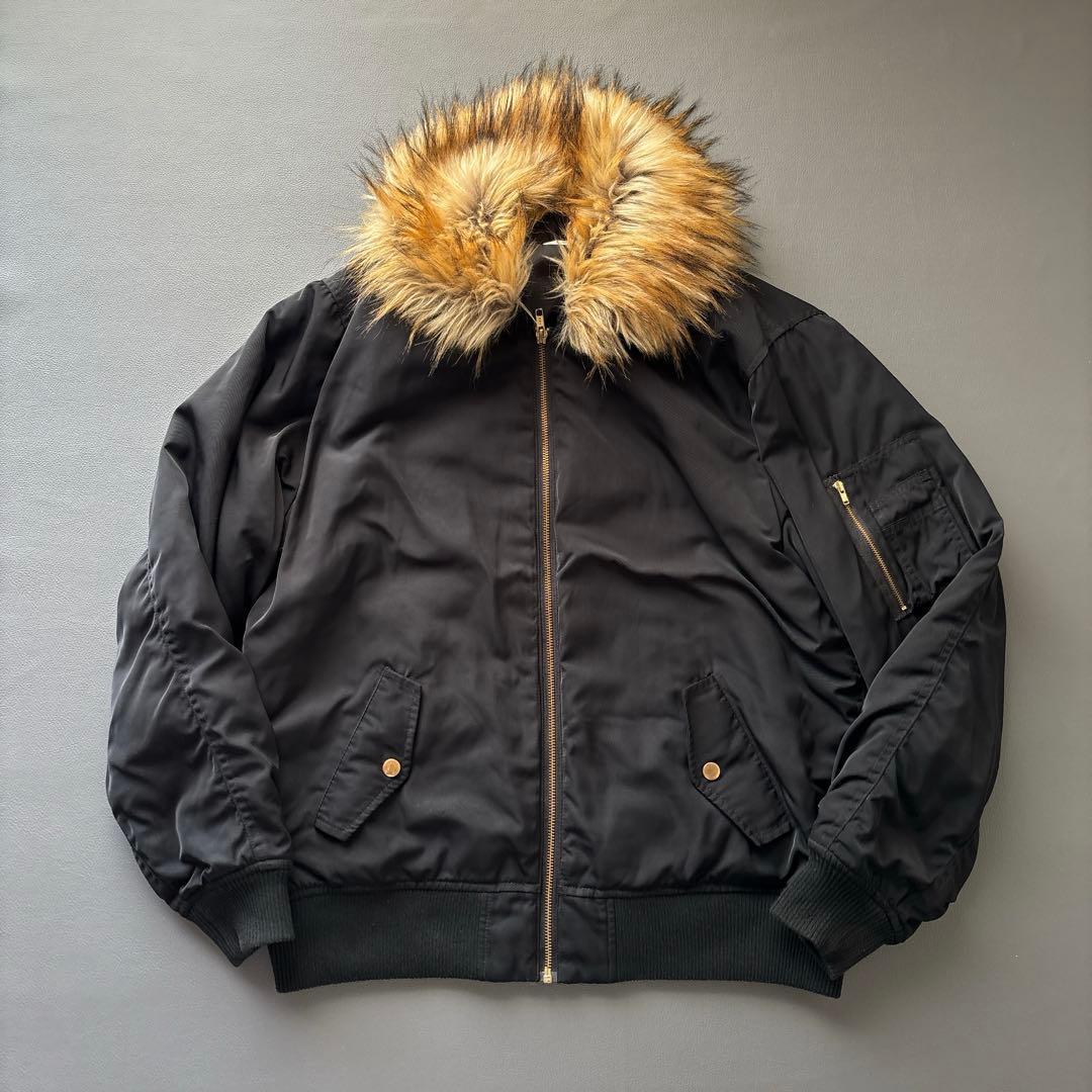 Y2K N2B OPIUM 短丈 フライト ボンバージャケット ファー 黒 - メルカリ