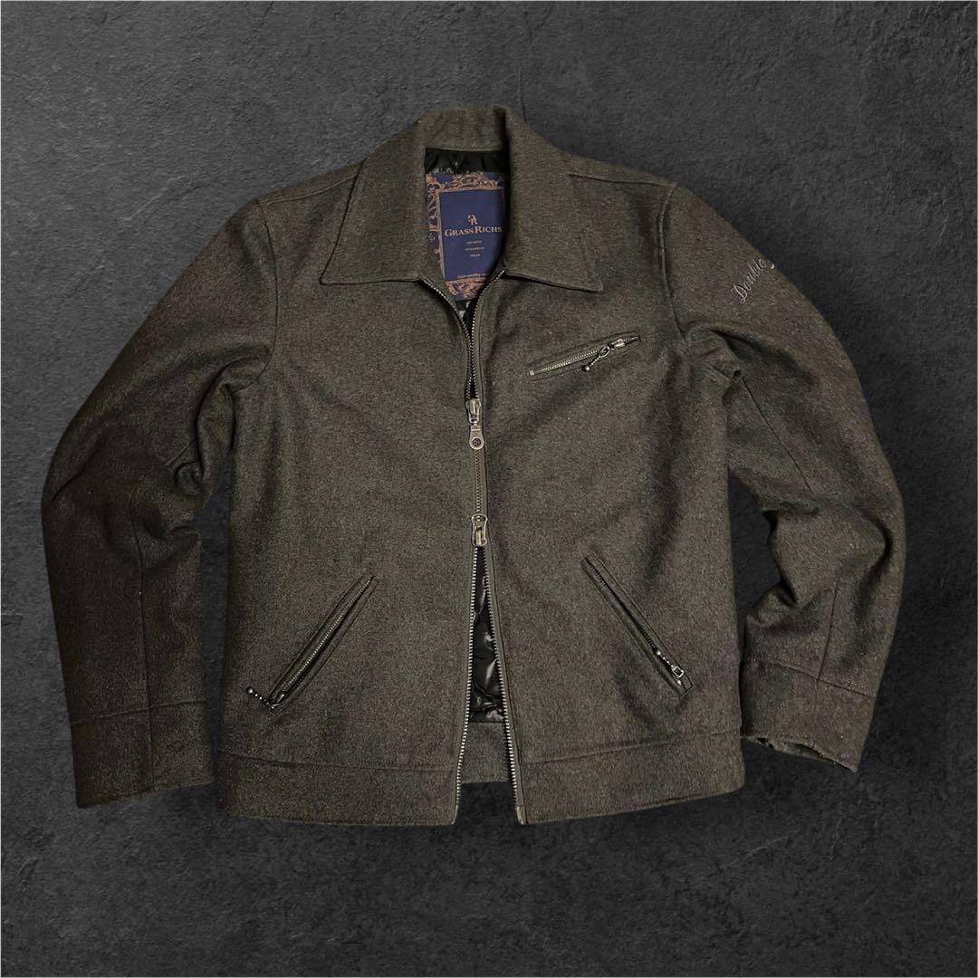 y2k グランジ　archive ダブルジップ　ジャケット　グレー　キルティング ALL RUNS ブルゾン アウター Full zip archive jacket/フルジップ