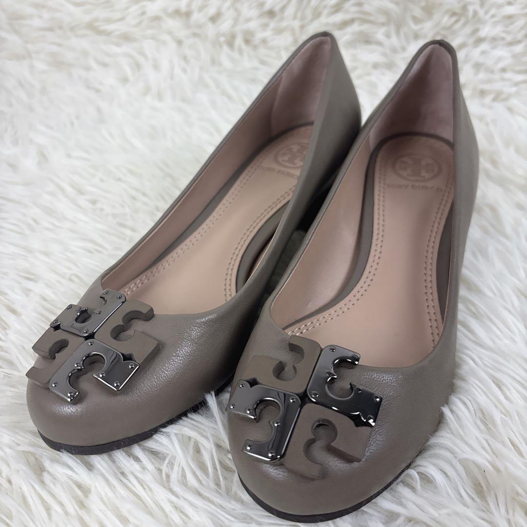 極美品✨ トリーバーチ ヒールパンプス　レザー シルバー ベージュ 22.5