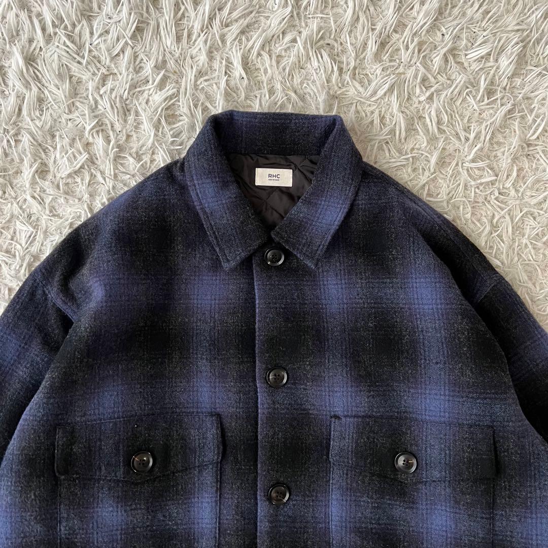 RHC ロンハーマン ウール オンブレチェック CPO シャツジャケット S