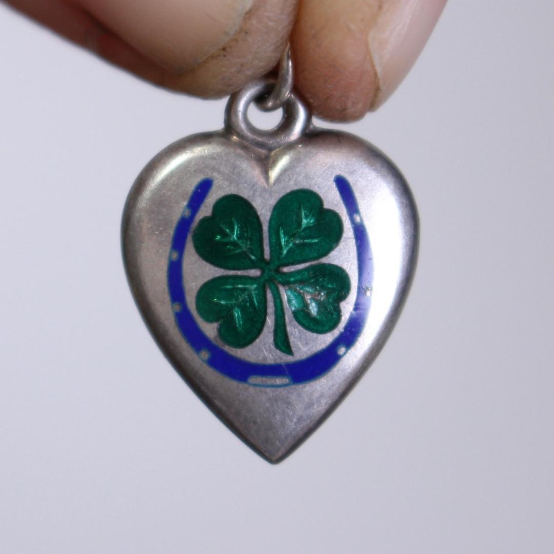 40s スウィートハートジュエリー WW2 四葉＆馬蹄 エナメル 古着 ギフト