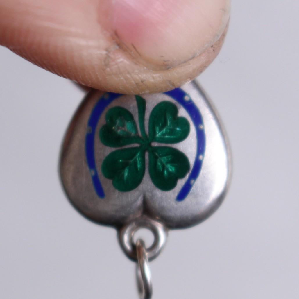 40s スウィートハートジュエリー WW2 四葉＆馬蹄 エナメル 古着 ギフト