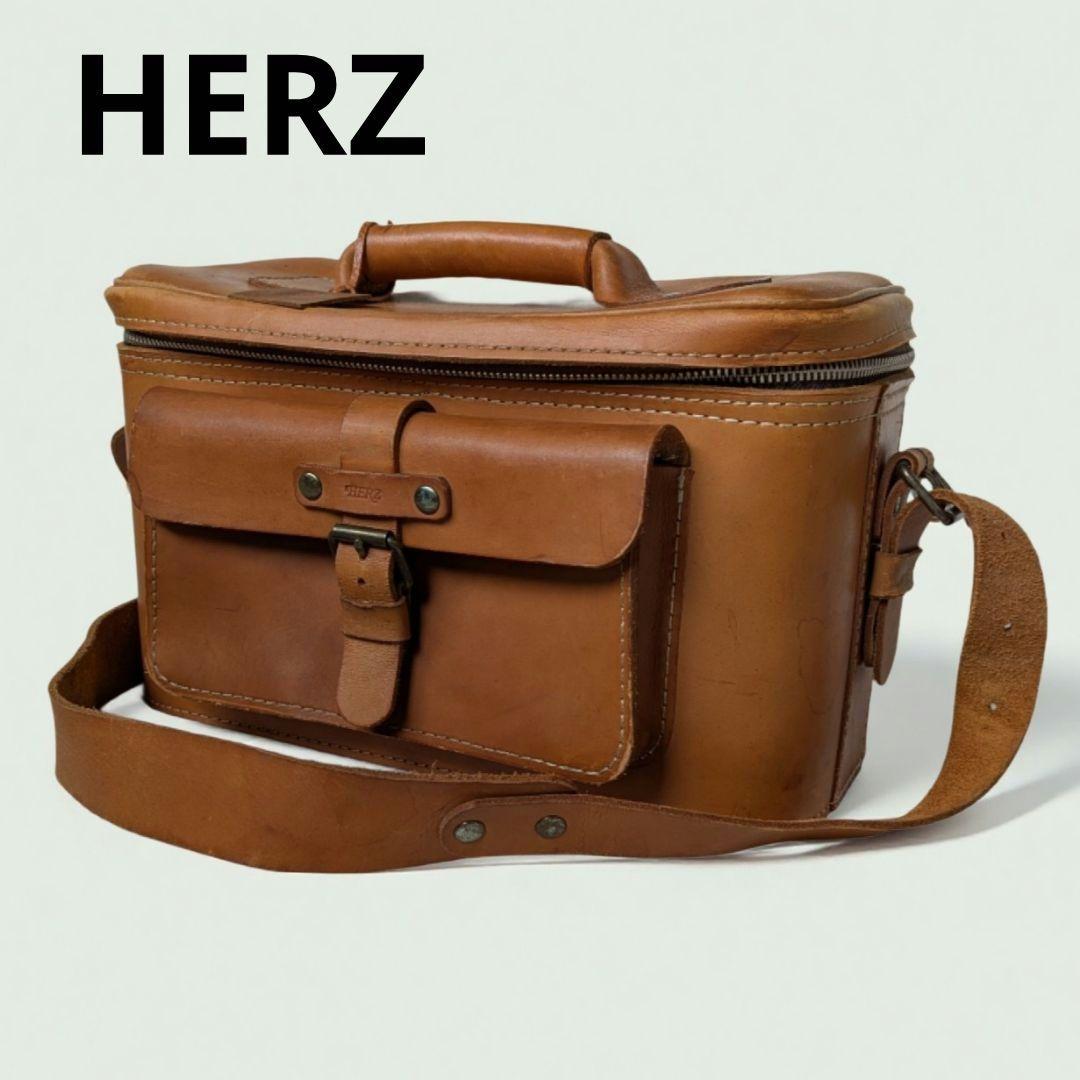 【希少】 HERZ ヘルツ カメラバッグ レザーバッグ キャメル 大型 人気