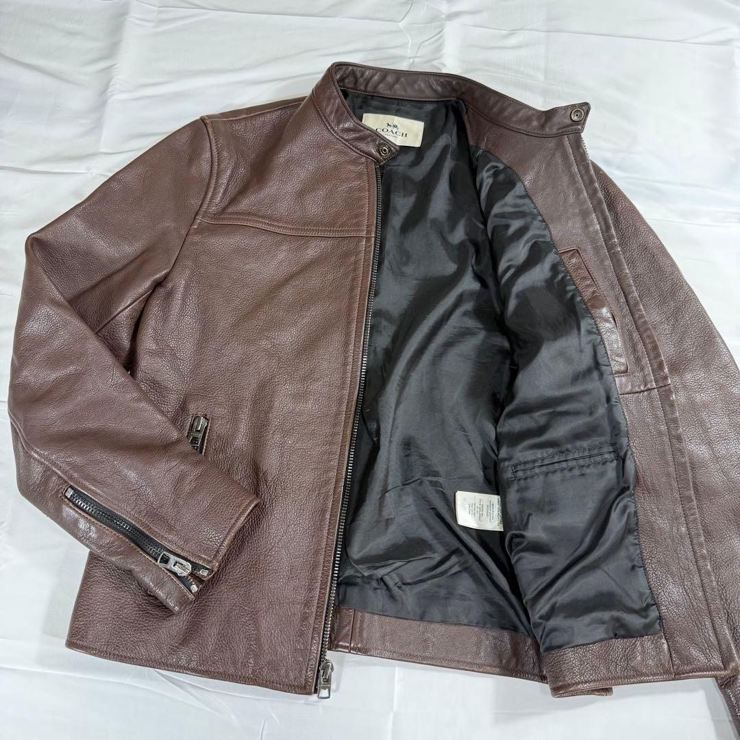 COACH ブラウン シングルライダースジャケット M F86594 中古・古着通販】COACH (コーチ) シングルライダースジャケット