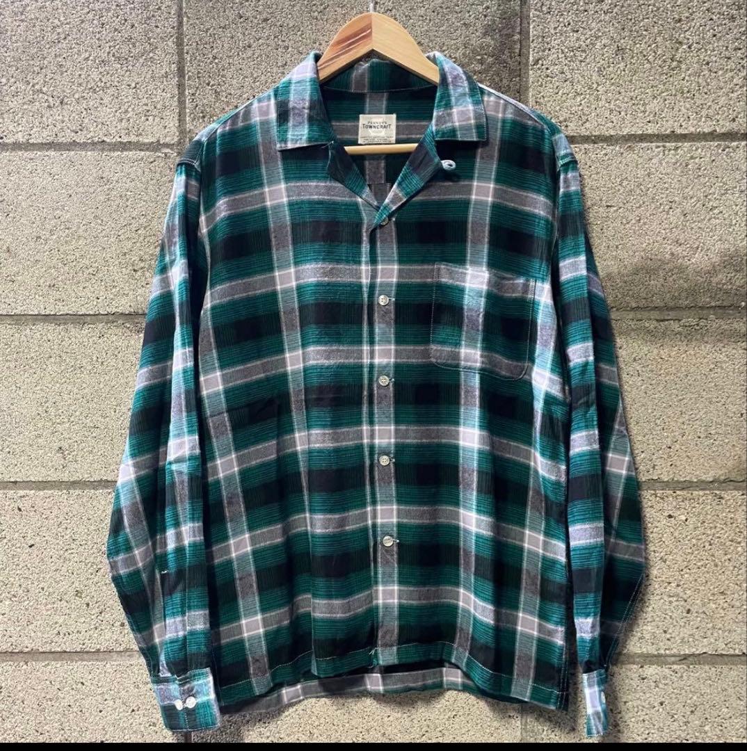 60s タウンクラフト レーヨンシャツ オンブレチェック 船タグ - メルカリ