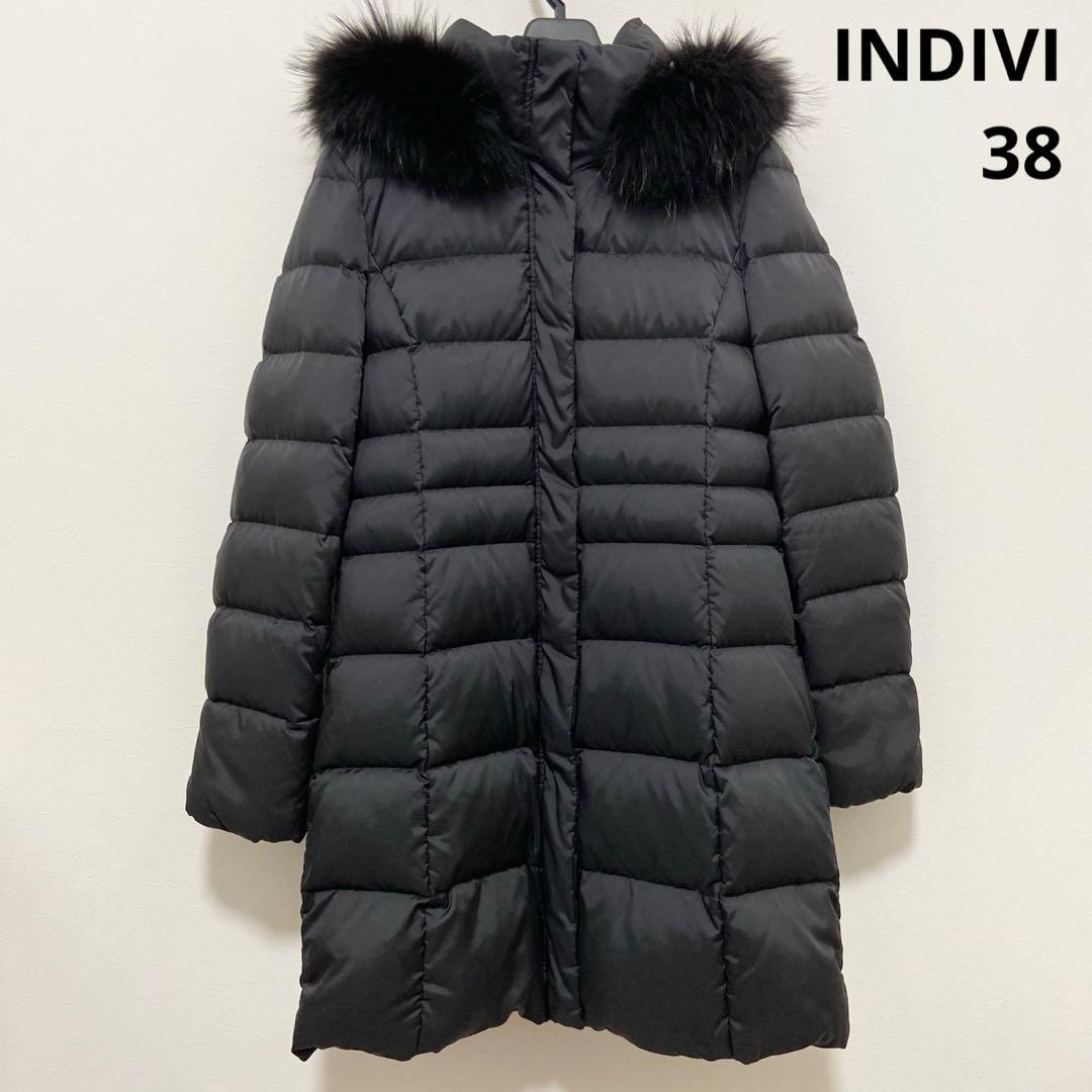 INDIVI ブラック ロングダウンジャケット 38 名品／撥水／抗菌防臭】ロング丈リサイクルダウンコート（ダウン