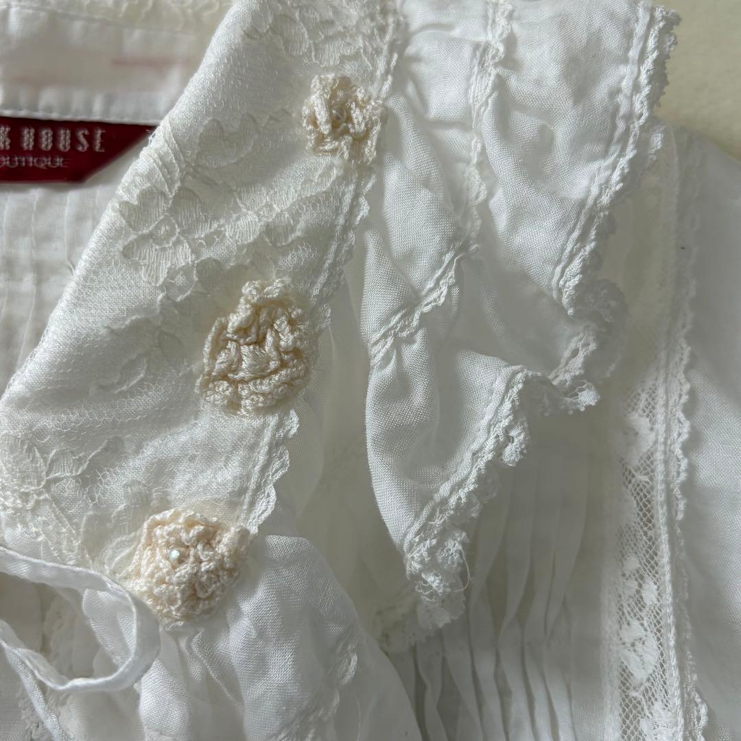 ピンクハウス 希少 日本製 ローンブラウス レース 花モチーフ