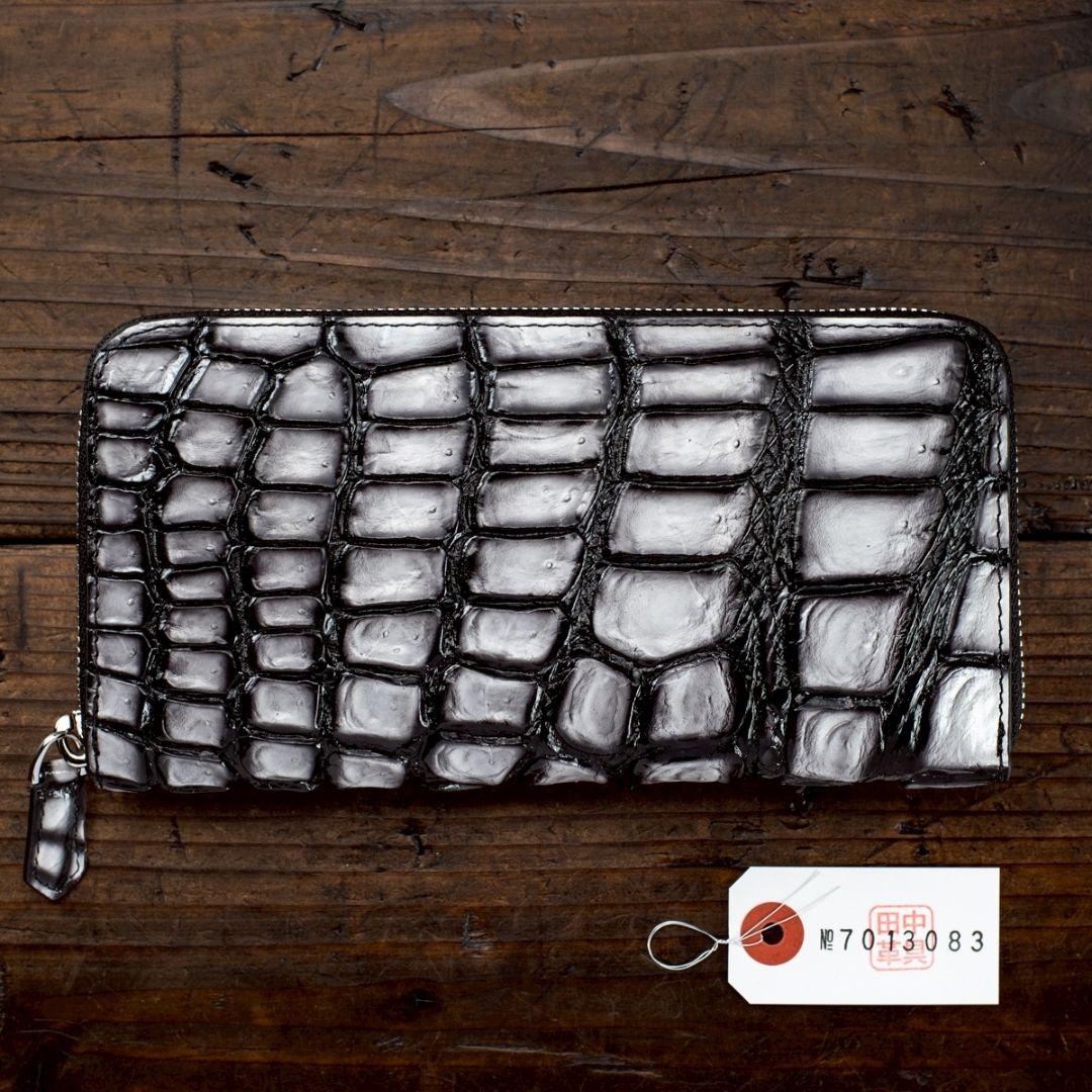 実物撮影 一枚革 クロコダイル ホワイト 白 メンズ 長財布 ラウンドファスナー クロコダイル長財布 ラウンドファスナー メンズ レディース 本革
