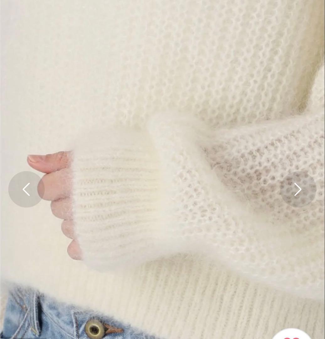 新品未使用】Plage キッドモヘヤMix カタアゼ Vネック プルオーバー