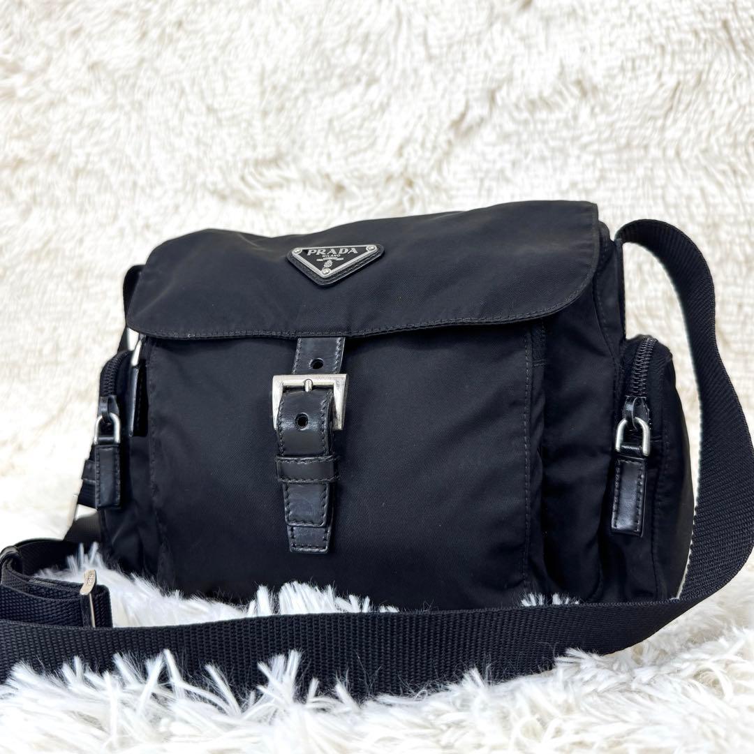 プラダ ショルダーバッグ y2k 00s archive三角ロゴ ナイロン 黒