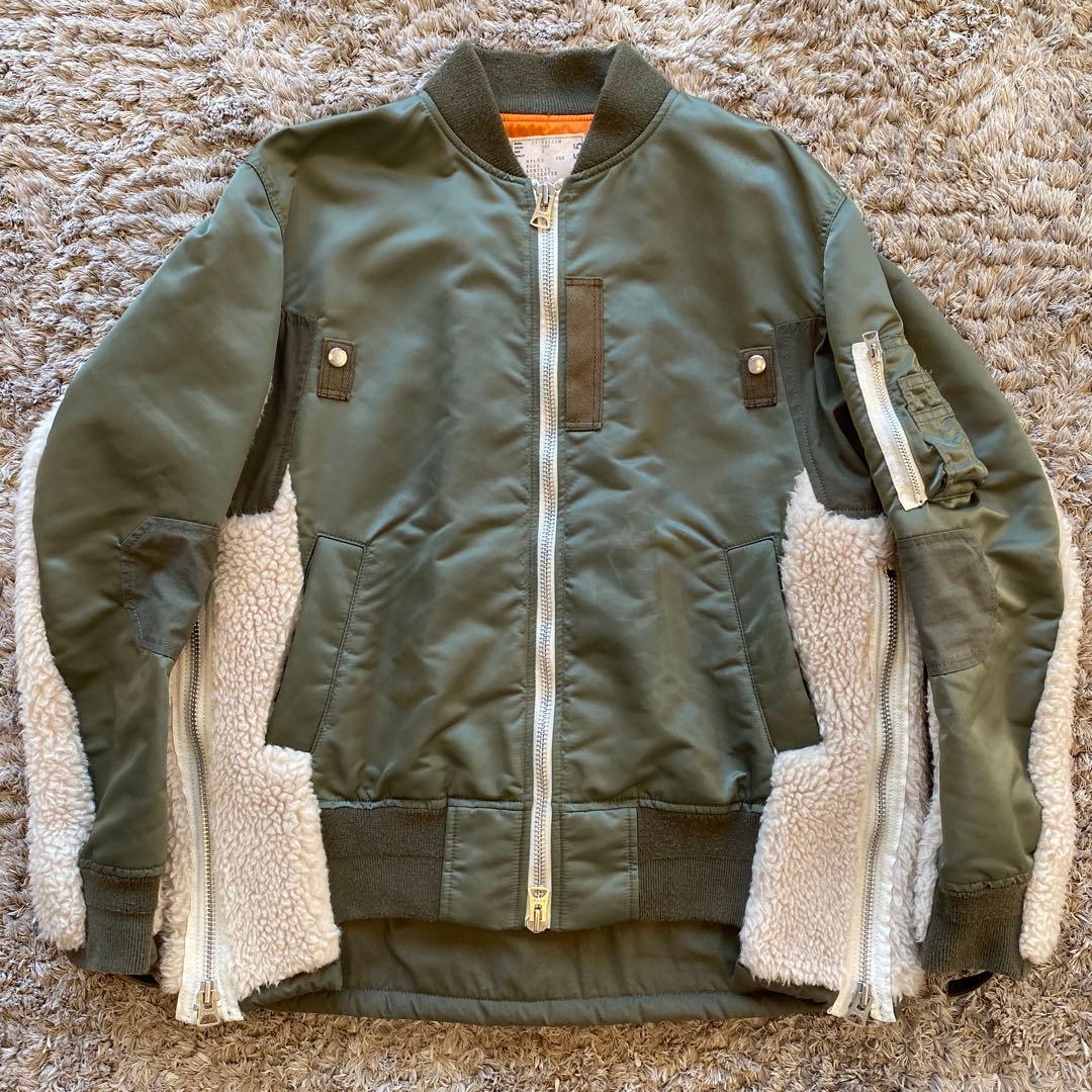 sacai サカイ ma-1 ma1 ボア カーキ ミリタリー - メルカリ
