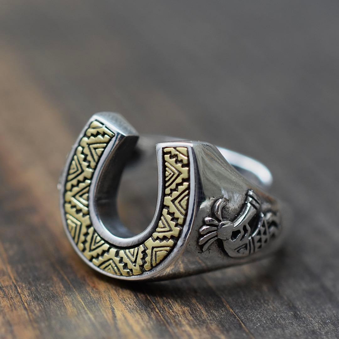 フリーサイズ シルバー925ホースシュー　ココペリ　インディアンジュエリー Indian Jewelry インディアンジュエリー 馬蹄 ホースシュー ココペリ