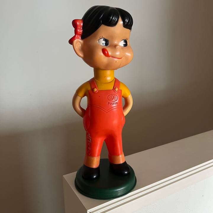 不二家 ペコちゃん首振り人形 昭和レトロ ソフトビニール製 1980〜1985