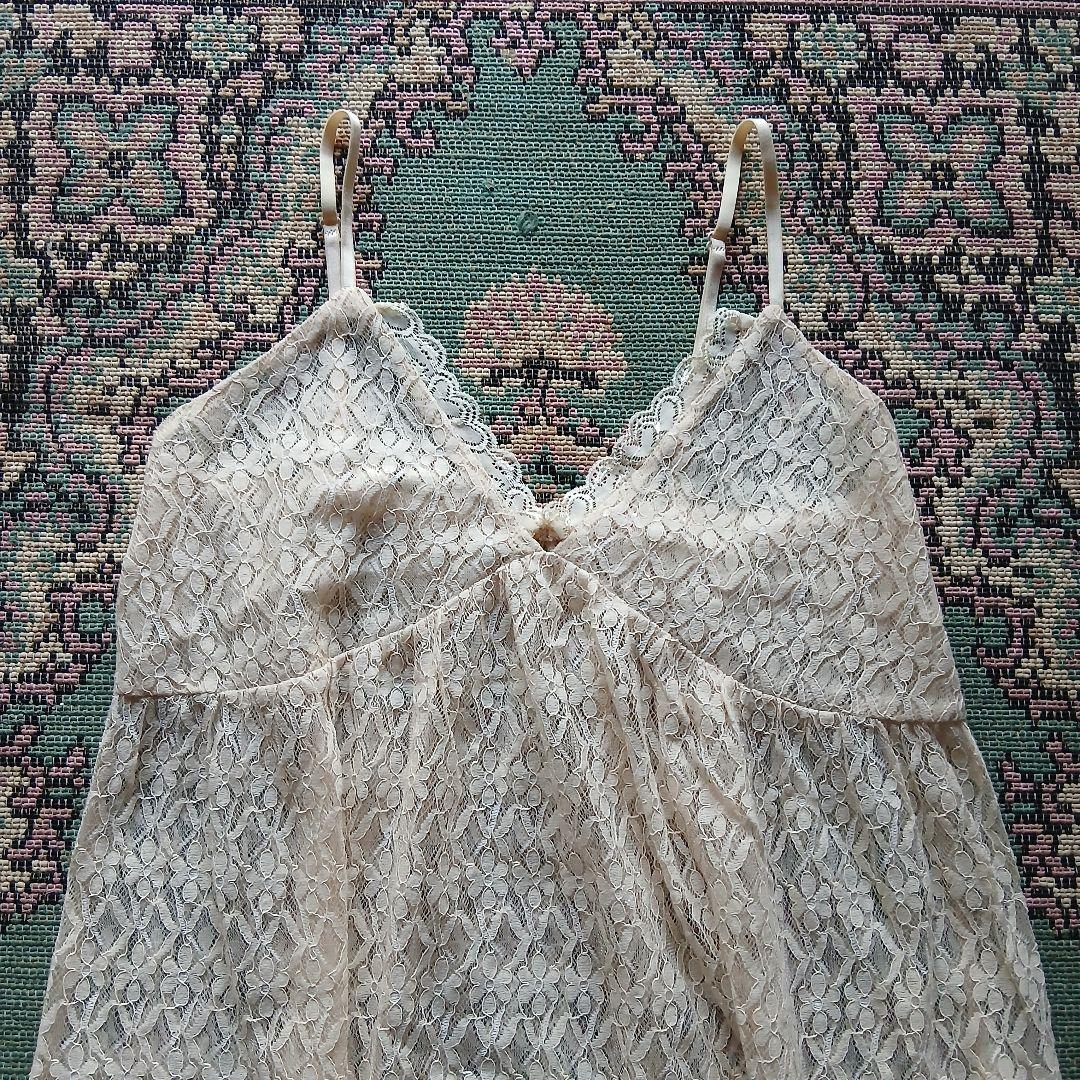 古着 used レースキャミワンピ ベビーピンク ラメ入り y2k フェアリー