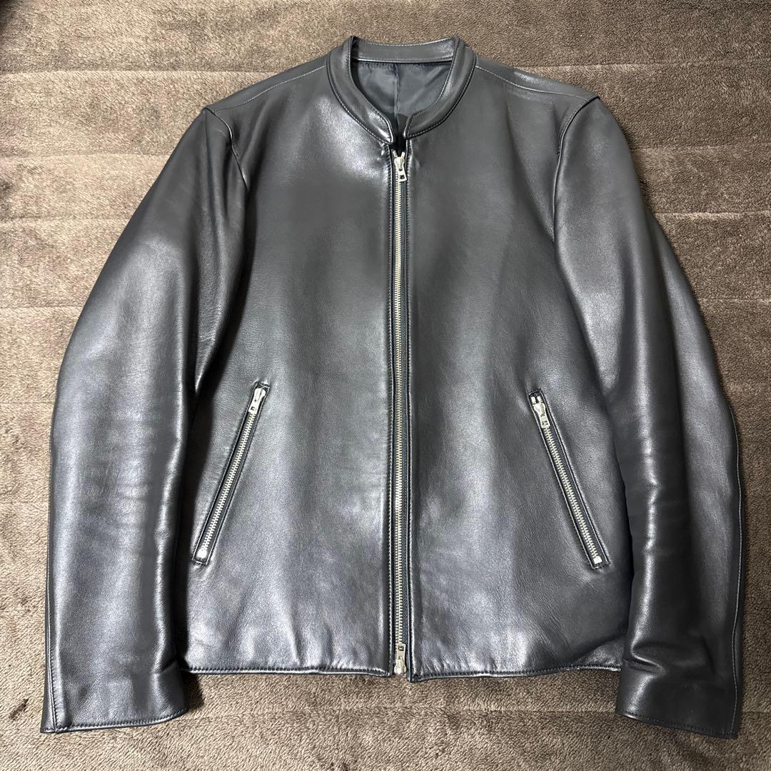 LIDNM ラムレザーシングルライダースジャケットブラック L 中古・古着通販】LIDnM (リドム) ラムレザーシングルライダース
