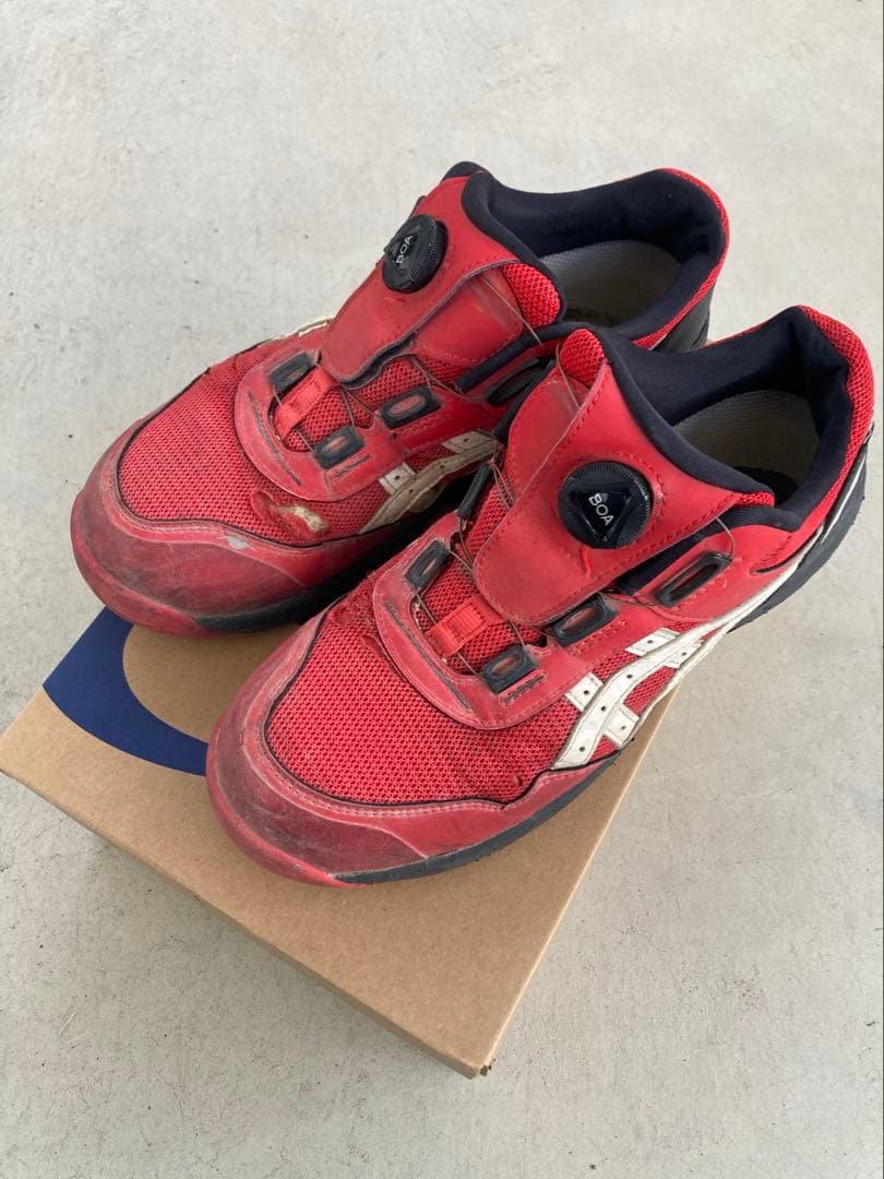 ASICS 安全靴 BOAシステム レッド - メルカリ