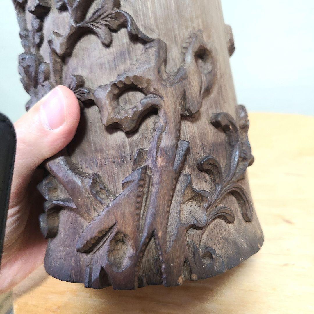 古美術 筆筒 筆立て 文房具 木製 置物 希少 花入れ 花器 中国 - メルカリ