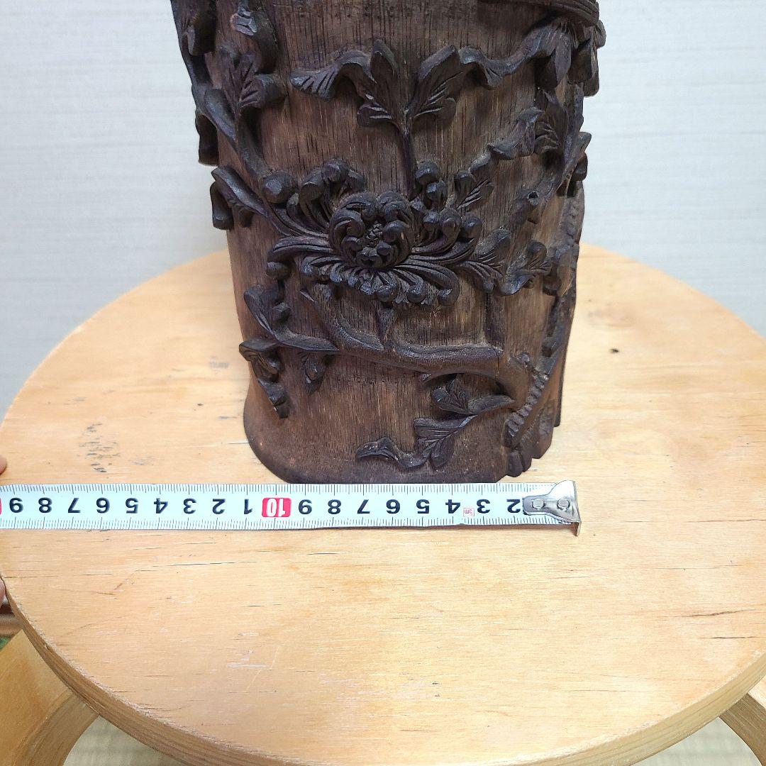 古美術 筆筒 筆立て 文房具 木製 置物 希少 花入れ 花器 中国 - メルカリ