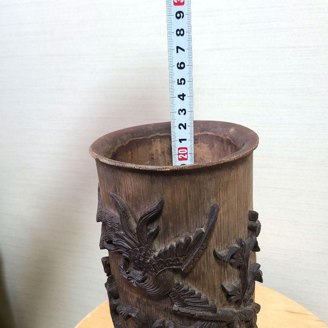 古美術 筆筒 筆立て 文房具 木製 置物 希少 花入れ 花器 中国 - メルカリ