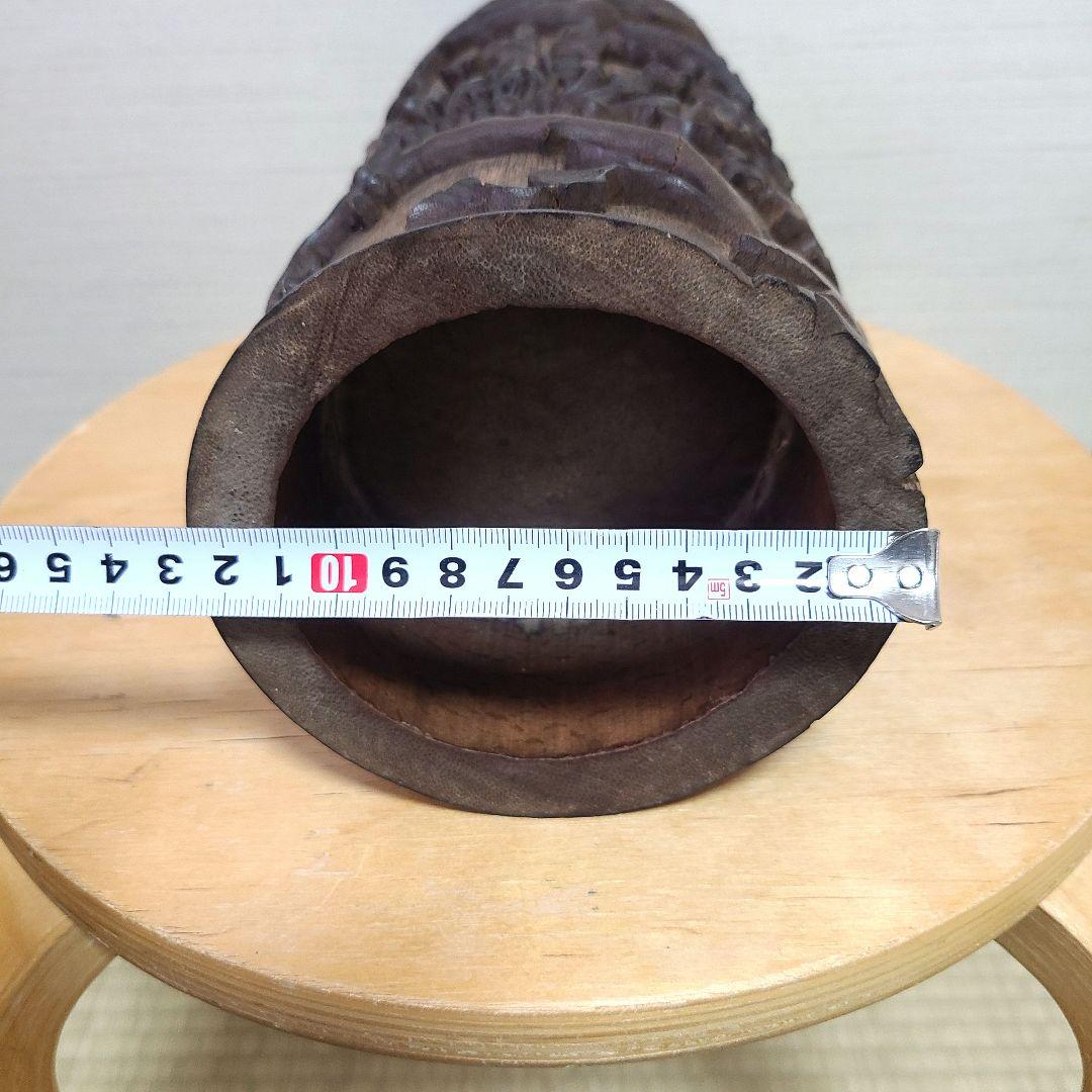 古美術 筆筒 筆立て 文房具 木製 置物 希少 花入れ 花器 中国 - メルカリ