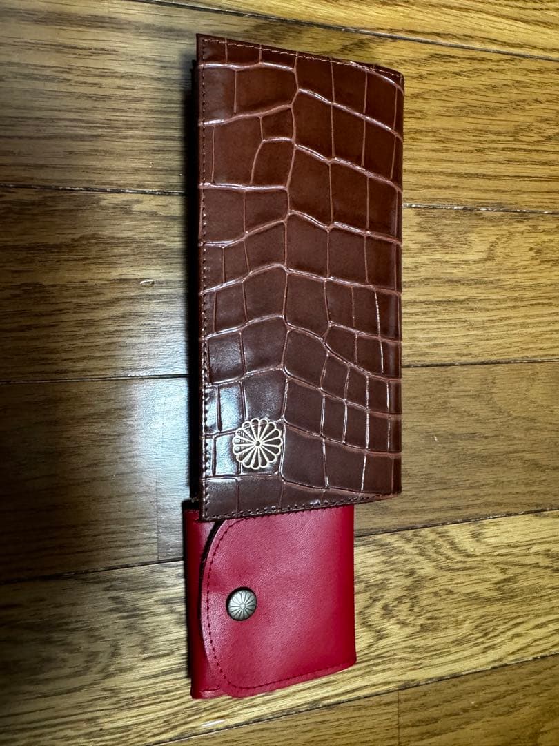 ✾*✾様 皇居 長財布 クロコダイル 型押し ブラウン　小銭入れ付き
