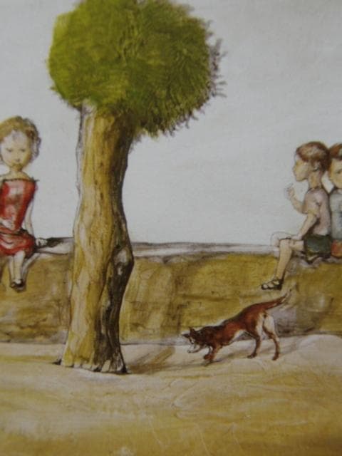 藤田嗣治、【つばめと子供たち 】、希少な限定額装用画集画、新品高級額