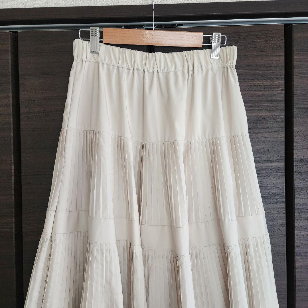 BEARDSLEY ビアズリー プリーツティアードスカート ホワイト FREE