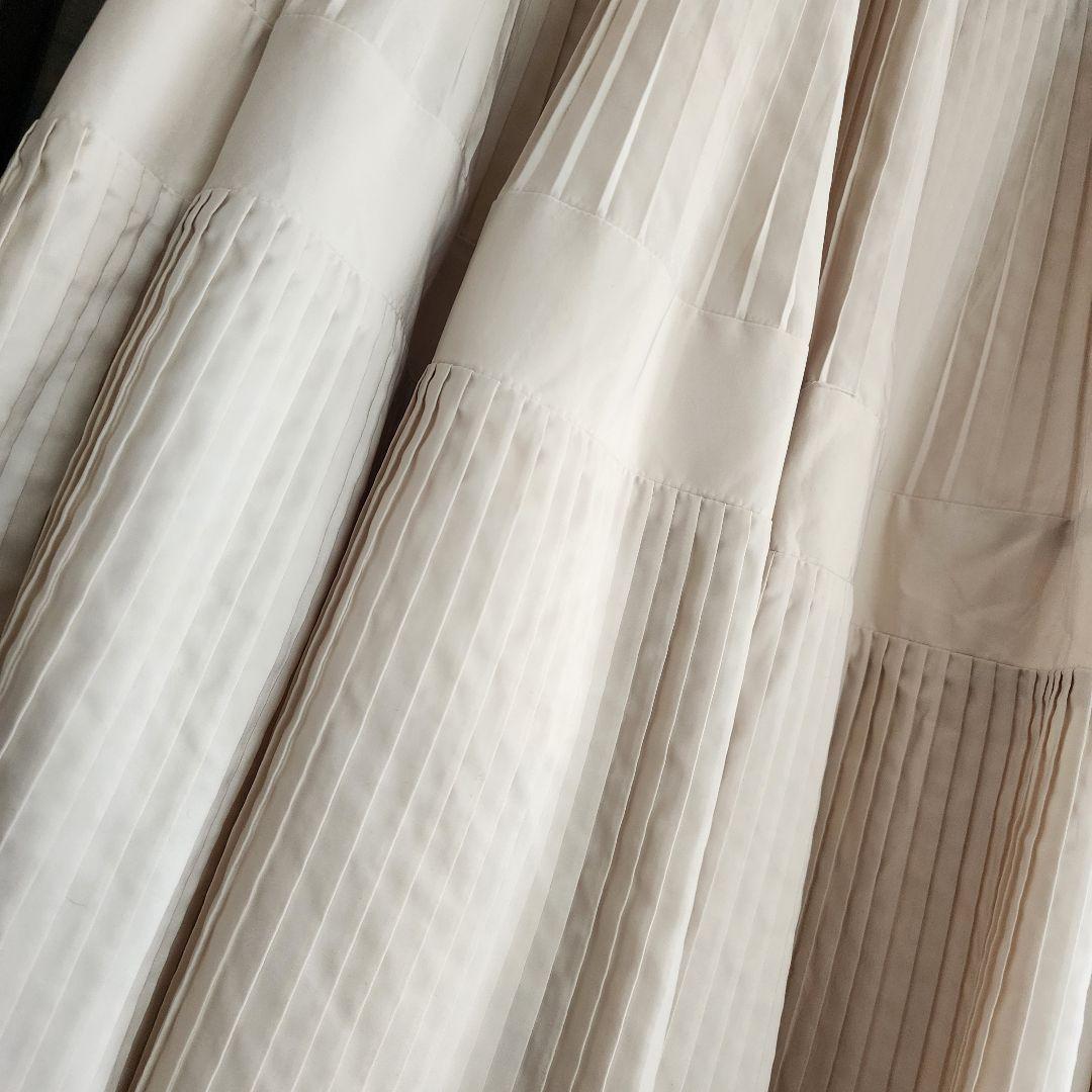 BEARDSLEY ビアズリー プリーツティアードスカート ホワイト FREE