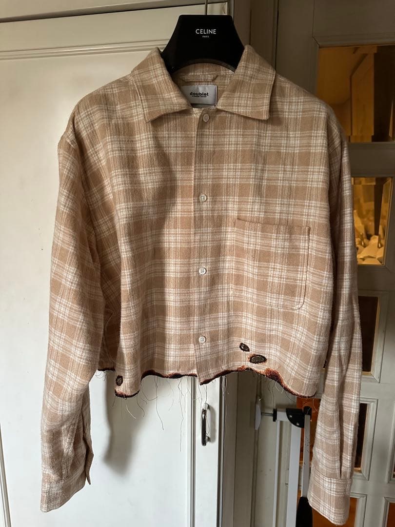 22AW ダブレット クロップド ネル 刺繍 シャツ