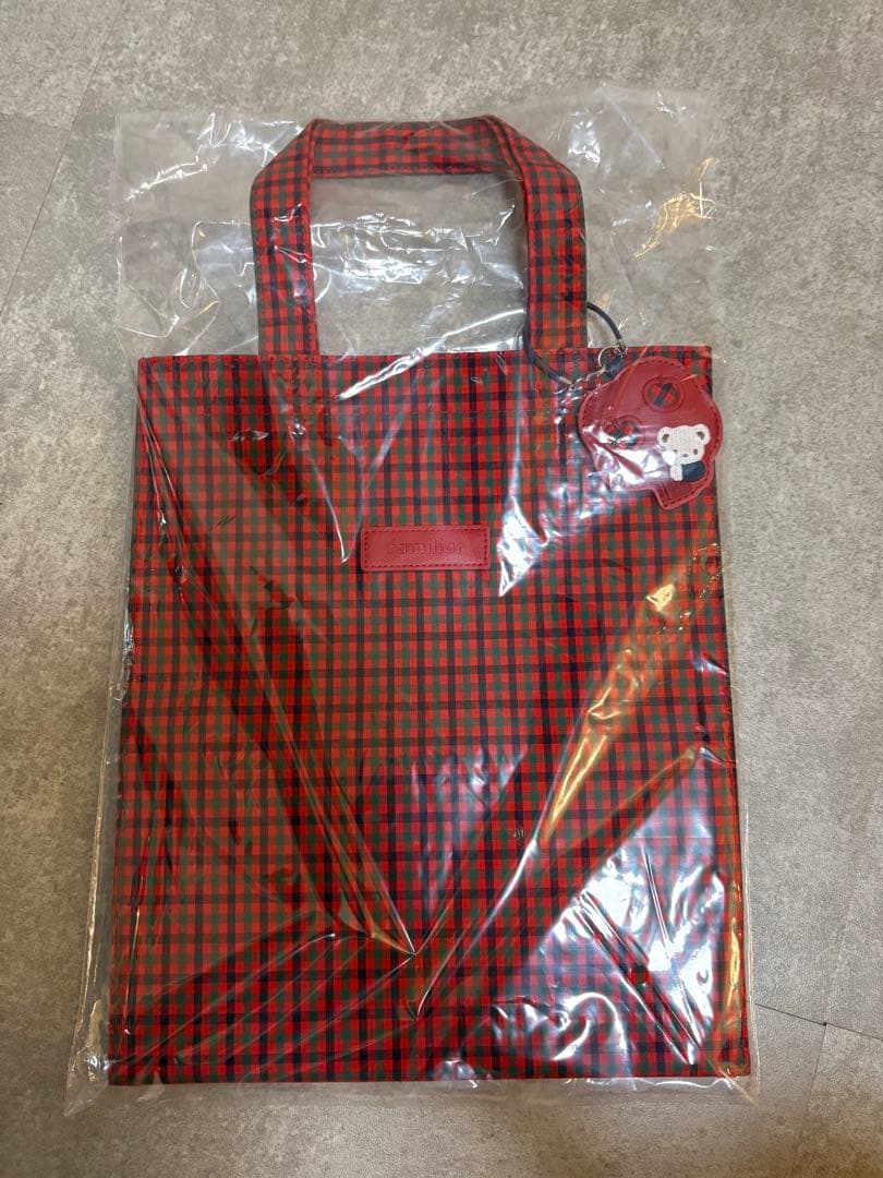 新品未使用】ファミリア 大 チェック トートバッグ 赤 レッド - メルカリ