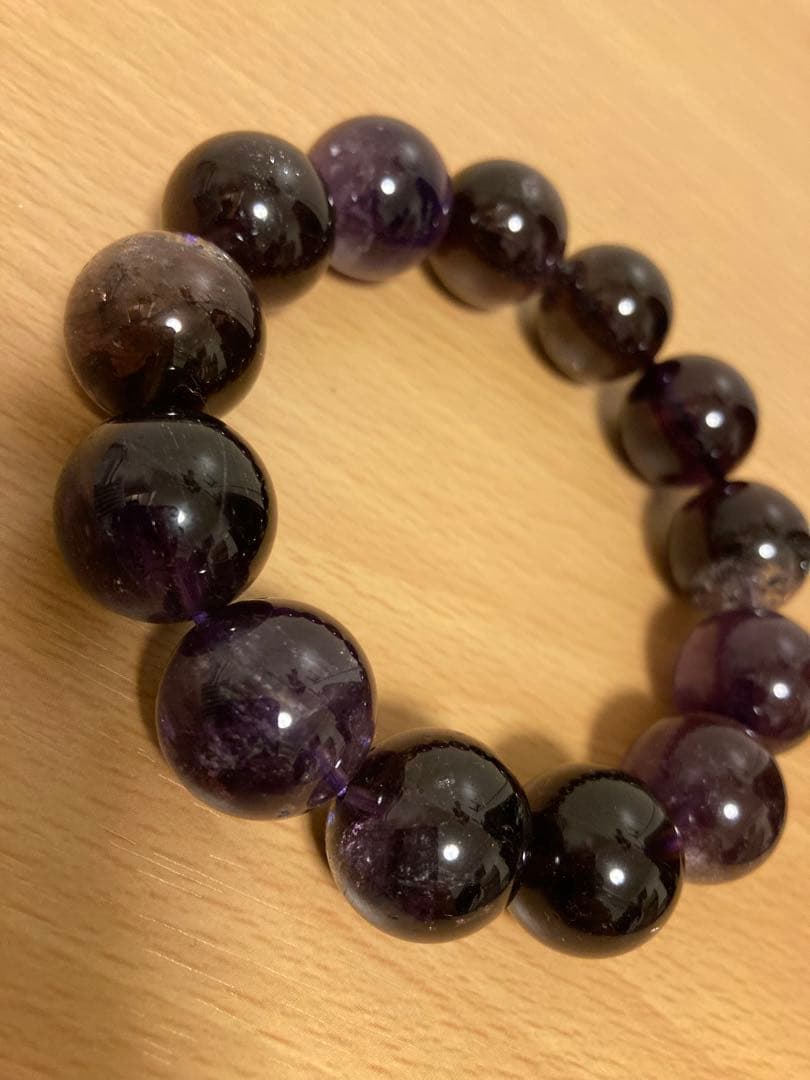 【希少】アメジストエレスチャル ブレスレット 約15〜16mm ミネラルショー