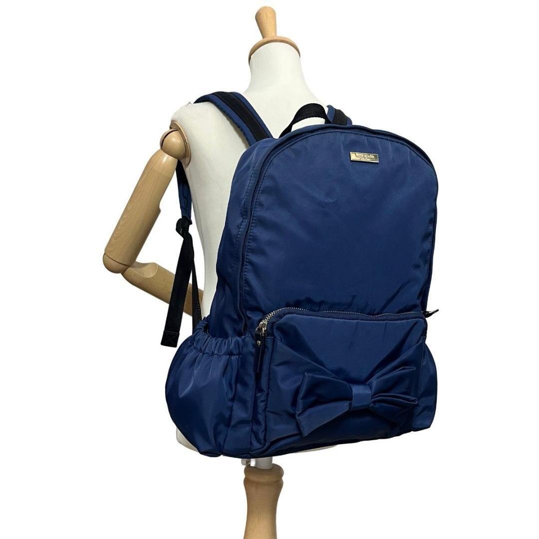 極美品 ケイトスペード リュック ネイビー リボン バックパック - メルカリ