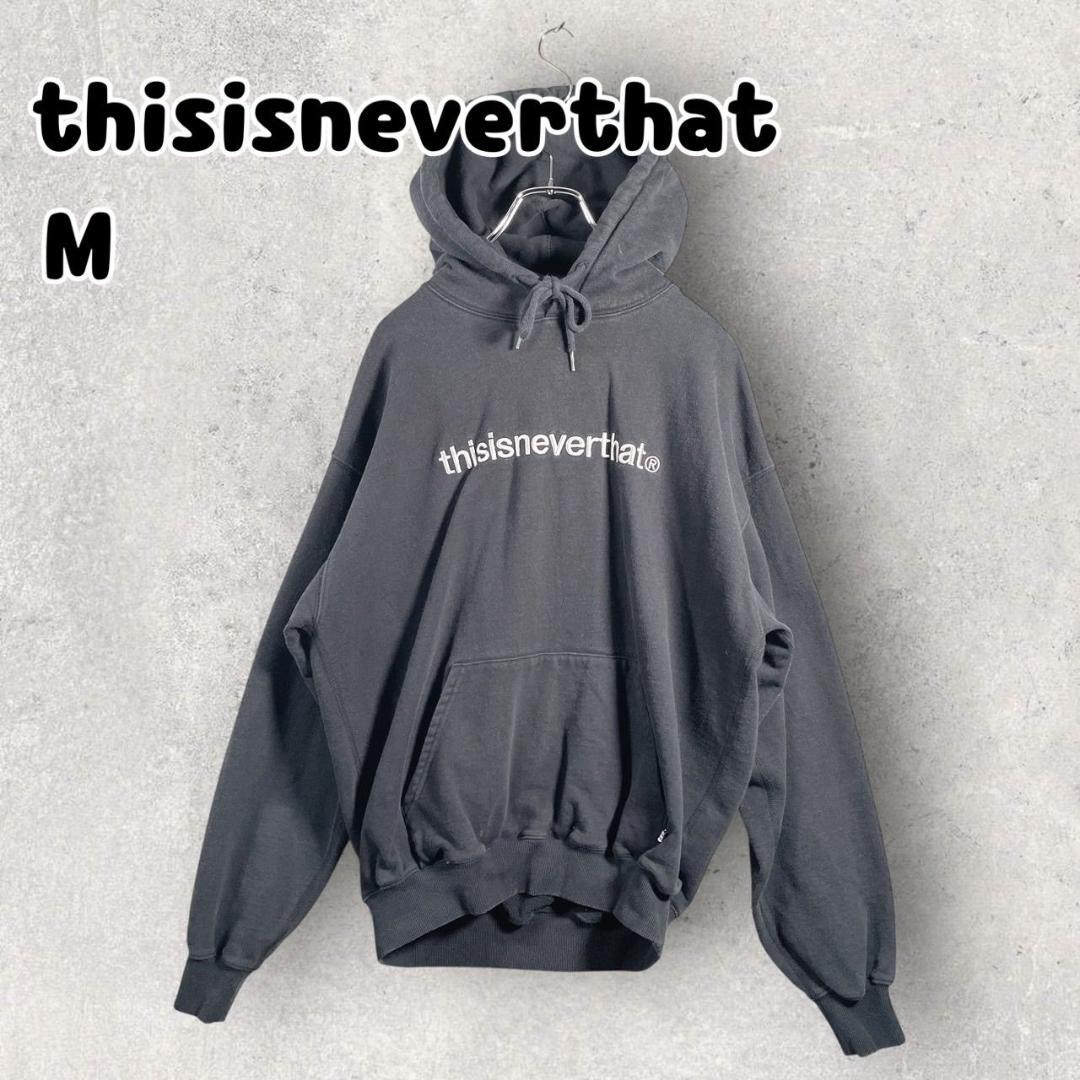 ディスイズネバーザット パーカー フーディー 刺繍ロゴ ネバザ M ブラック