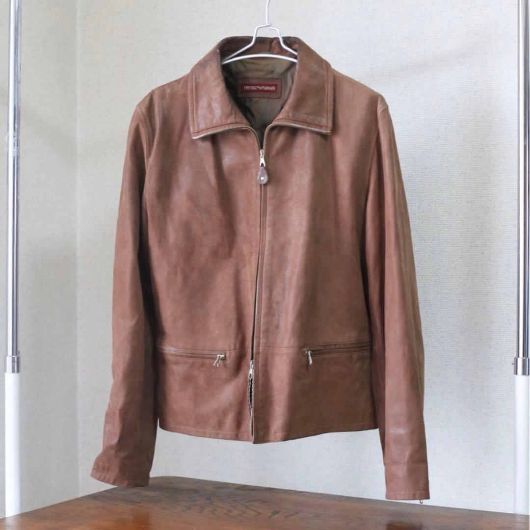 90s EMPORIO ARMANI 赤タグ レザージャケットarchive - メルカリ
