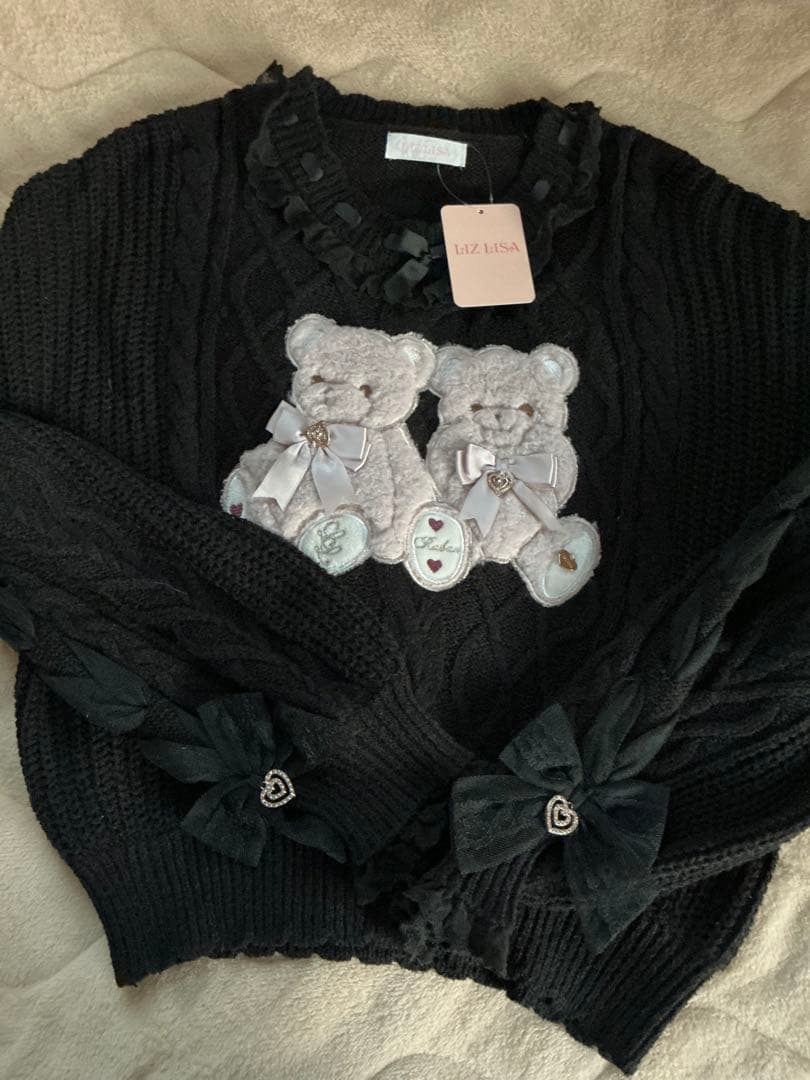 新品　LIZLISA リズリサ Twin Bearsニットブラック くま