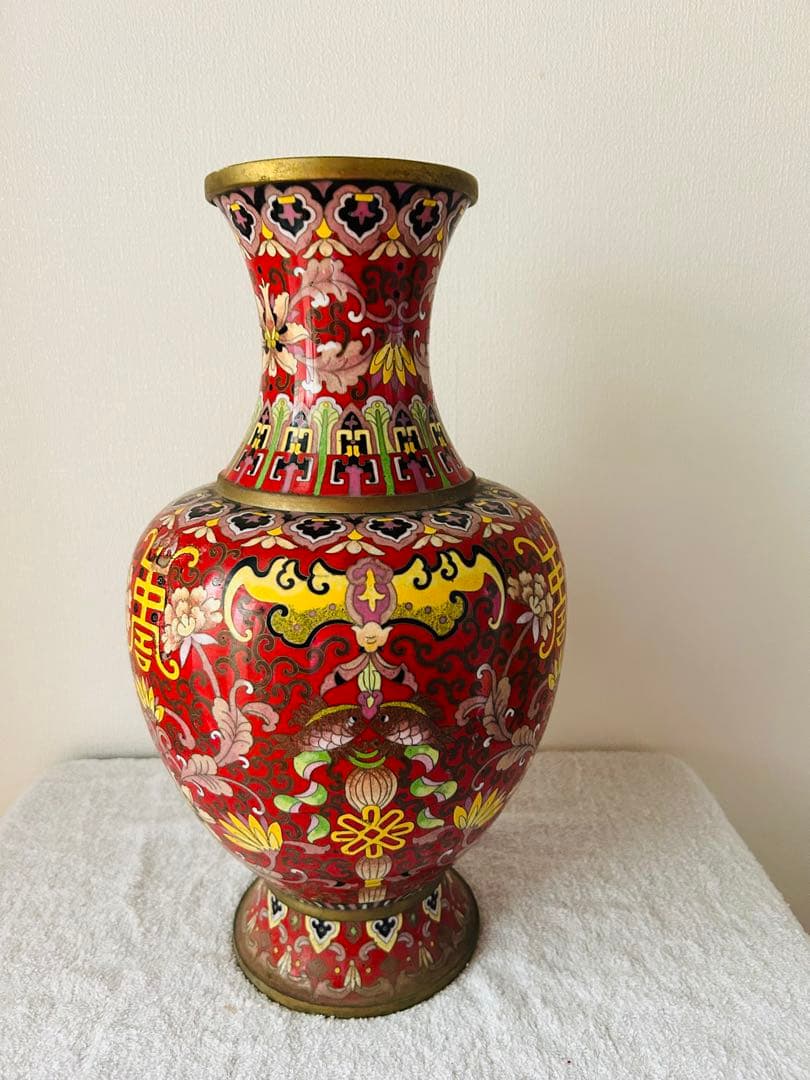 中国美術　七宝大花瓶　高さ39cm