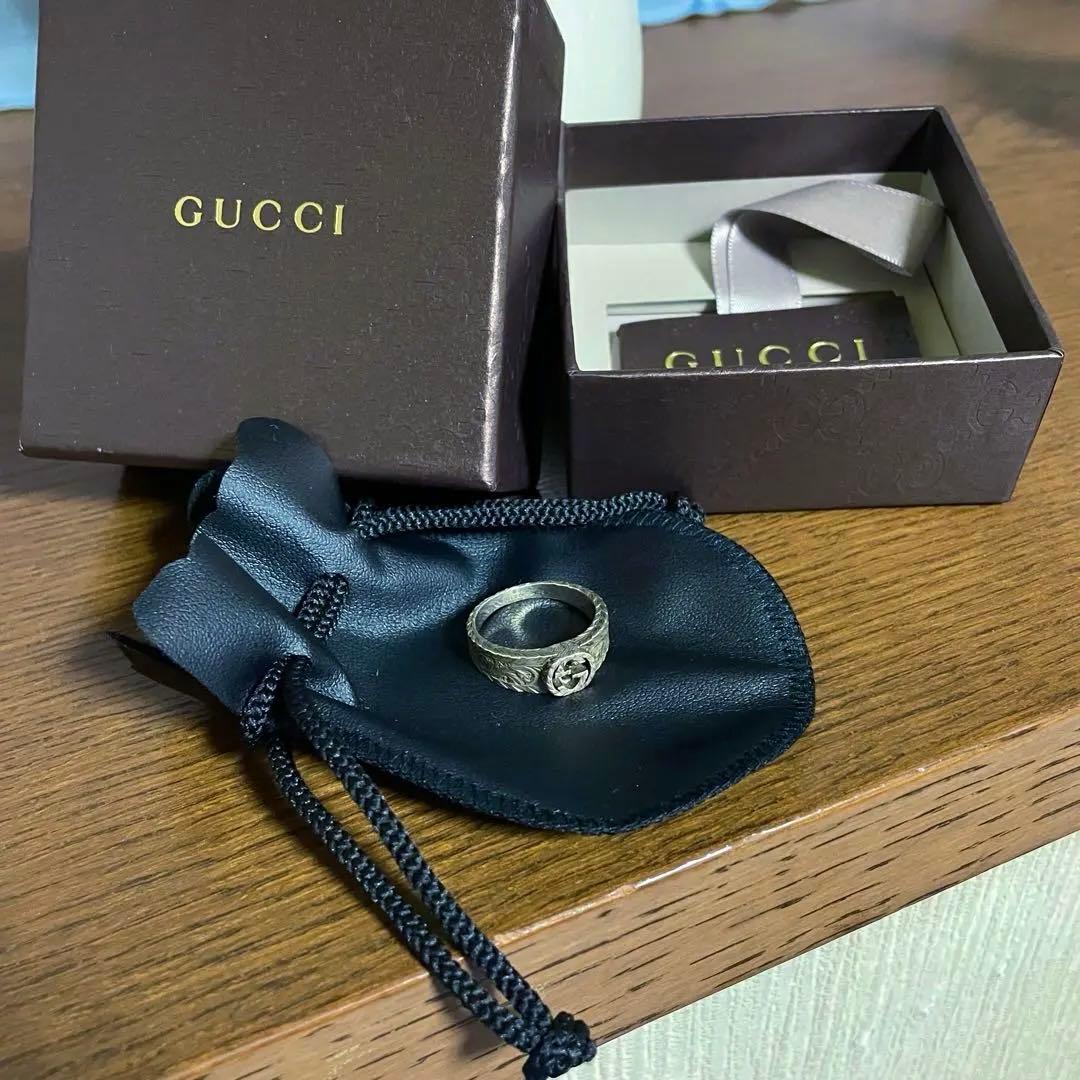 GUCCIインターロッキングGリング/SV925/20号/箱、持ち運びポーチ付