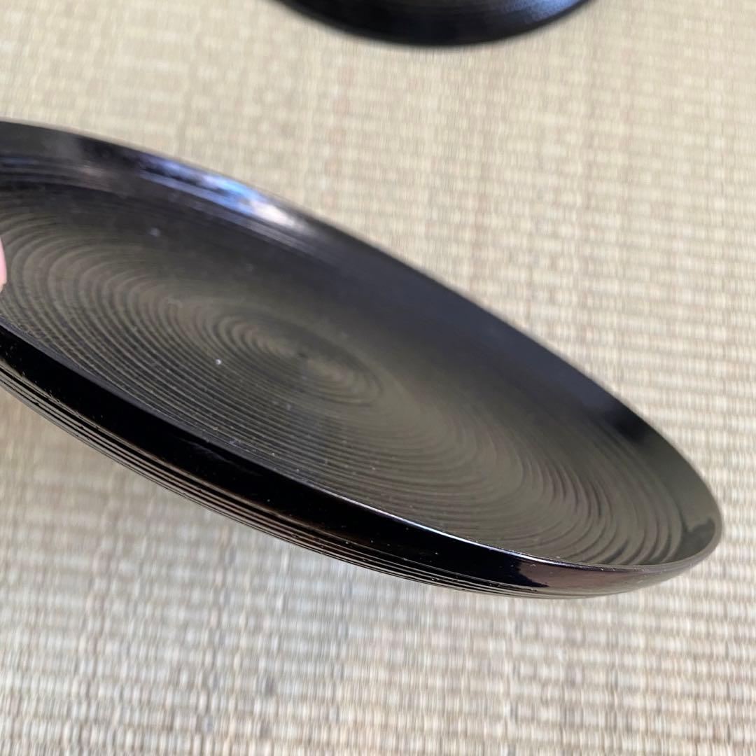 美品 輪島塗 【筋入銘々皿 5客組】菓子皿 千筋 天然木